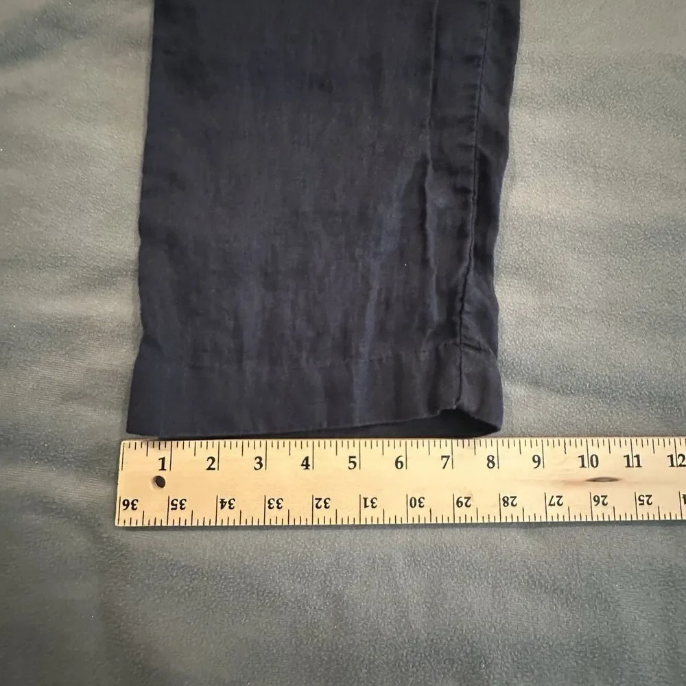H&M 100% Linen Pants Mens XL Navy Blue Slacks Chino Dress Costal Beach Reg Fit